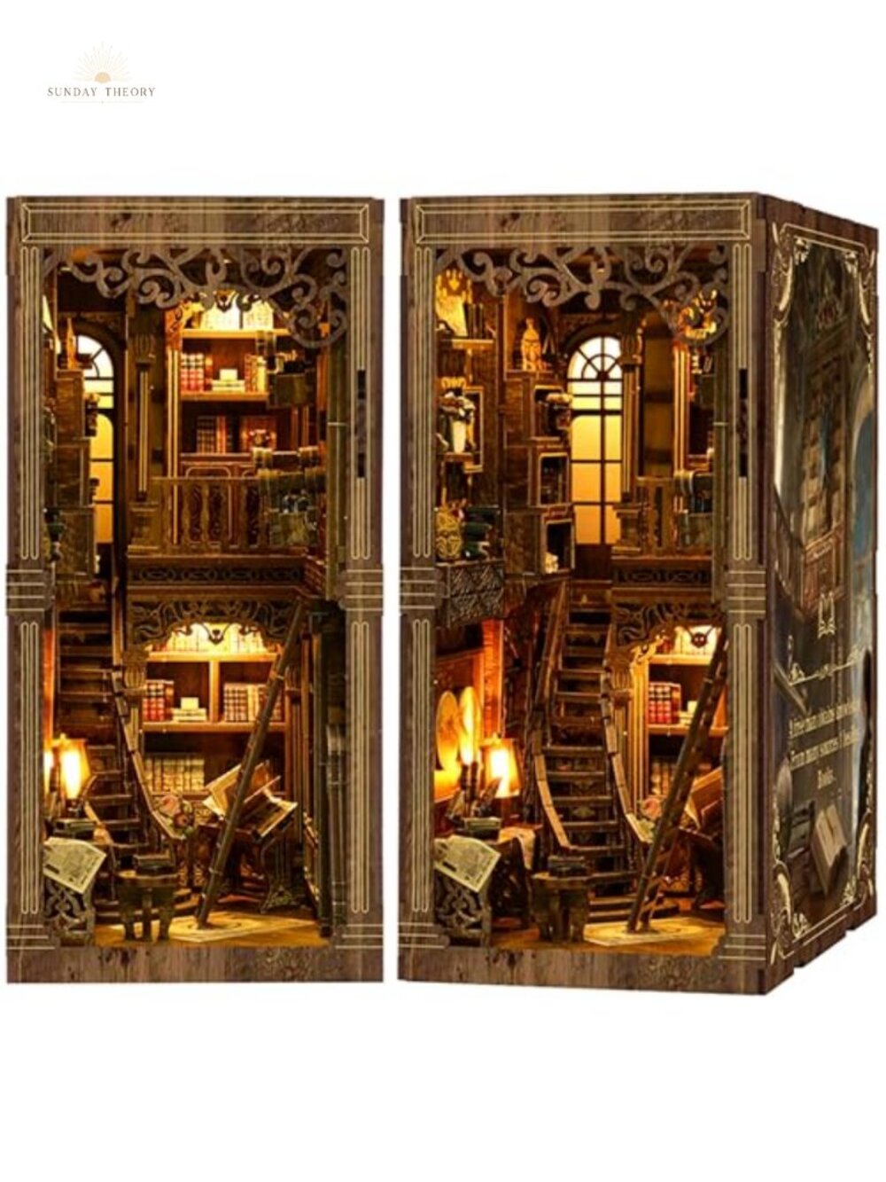 DIY 3D Wooden Book Nook Kit with LED Light for Bookshelf Décor